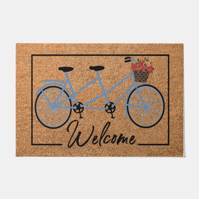  Welcome Floral Bicycle Doormat, Best Bike Lovers ドアマット (正面)