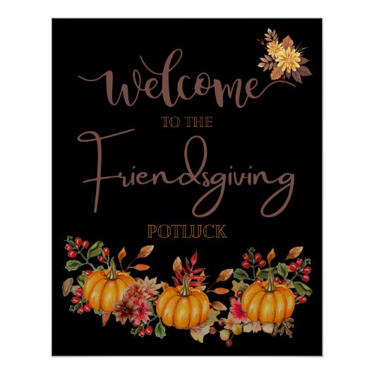Welcome Friendsgiving Potluck Autumn Celebration ポスター (正面)