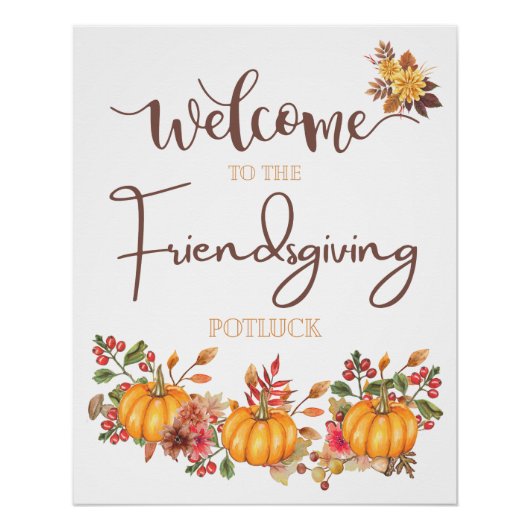 Welcome Friendsgiving Potluck Autumn Celebration ポスター (正面)
