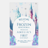 Welcome Frozen Kingdom 1st Birthday Cartoon Castle アクリルサイン (正面)