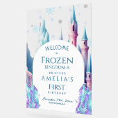 Welcome Frozen Kingdom 1st Birthday Cartoon Castle アクリルサイン (傾斜)