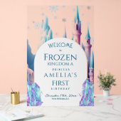 Welcome Frozen Kingdom 1st Birthday Cartoon Castle アクリルサイン (ウェディング)