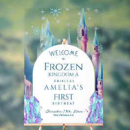 Welcome Frozen Kingdom 1st Birthday Cartoon Castle アクリルサイン