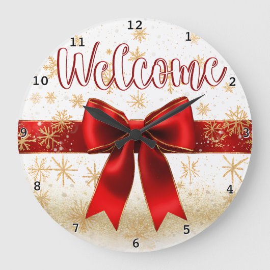 welcome gold red ラージ壁時計 (正面)