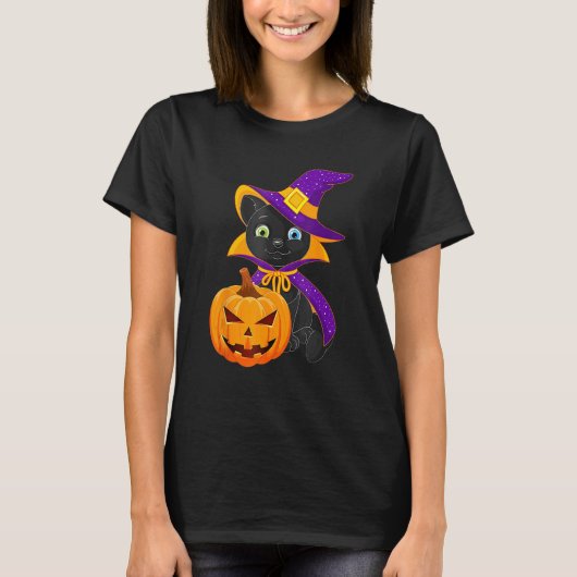 Welcome Happy Hat Cat Halloween 2023 Devil Face Pu Tシャツ (正面)