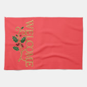 Welcome holly christmas guest  キッチンタオル (横)