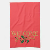 Welcome holly christmas guest  キッチンタオル (縦)