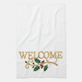 Welcome holly christmas guest  キッチンタオル (縦)