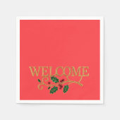 Welcome holly christmas guest  スタンダードカクテルナプキン (正面)