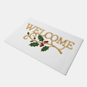 Welcome holly christmas guest  ドアマット (アングル)