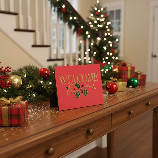 Welcome holly christmas guest  フォトプラーク