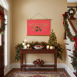 Welcome holly christmas guest  吊り下げ型タペストリー