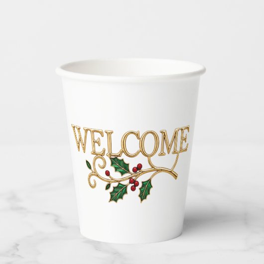 Welcome holly christmas guest  紙コップ (正面)