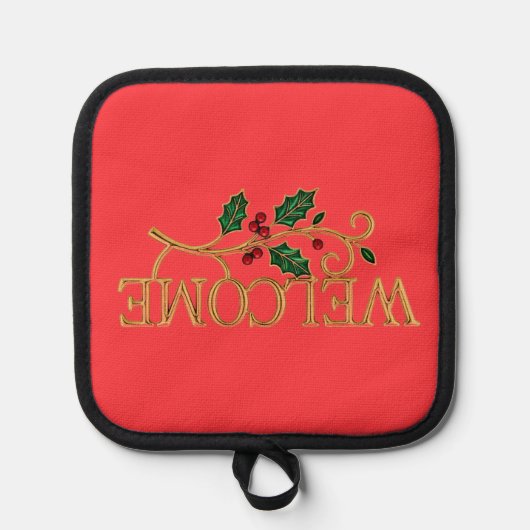 Welcome holly christmas guest  鍋敷き (正面)