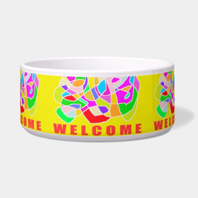 WELCOME HOME BRITE COLORS PATTERNメッセージ ボウル (正面)