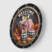 Welcome Home Cozy Autumn Pumpkins ラージ壁時計 (傾斜)