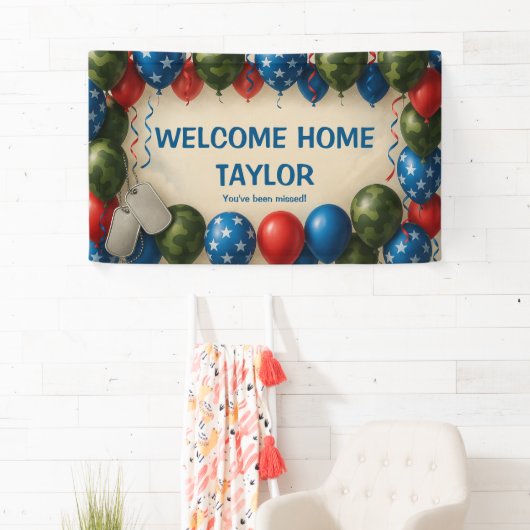 Welcome Home Military Banner – Custom Camo Balloon 横断幕 (インサイチュ)