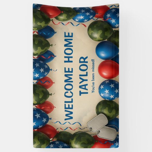 Welcome Home Military Banner – Custom Camo Balloon 横断幕 (縦)