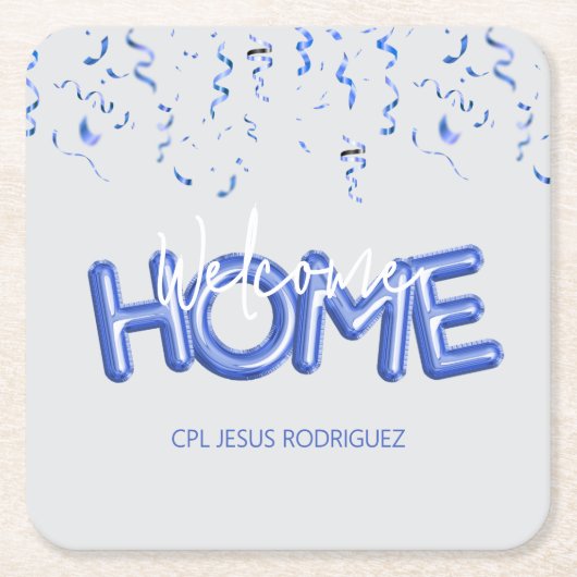 Welcome Home Patriotic Military Hero Party スクエアペーパーコースター (正面)