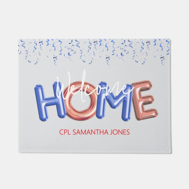 Welcome Home Patriotic Military Hero Party ドアマット (正面)