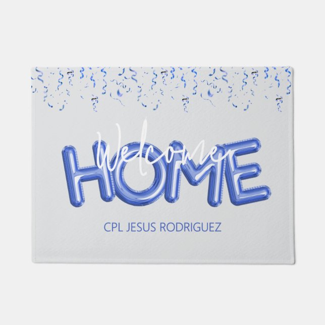 Welcome Home Patriotic Military Hero Party ドアマット (正面)