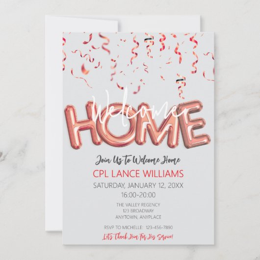 Welcome Home Patriotic Military Hero Party 招待状 (正面)