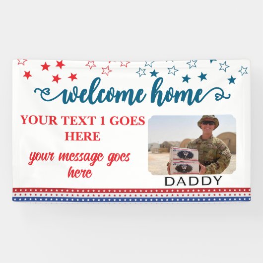Welcome Home Soldier Patriotic Photo Custom  横断幕 (横)