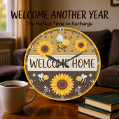 Welcome Home Sunflower Bee ラージ壁時計