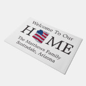 Welcome Home USA Flag Arizona Map Doormat ドアマット (アングル)