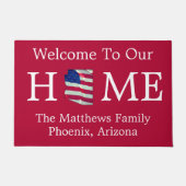 Welcome Home USA Flag AZ Map Doormat ドアマット (正面)