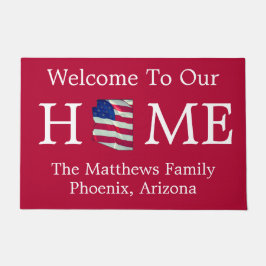 Welcome Home USA Flag AZ Map Doormat ドアマット