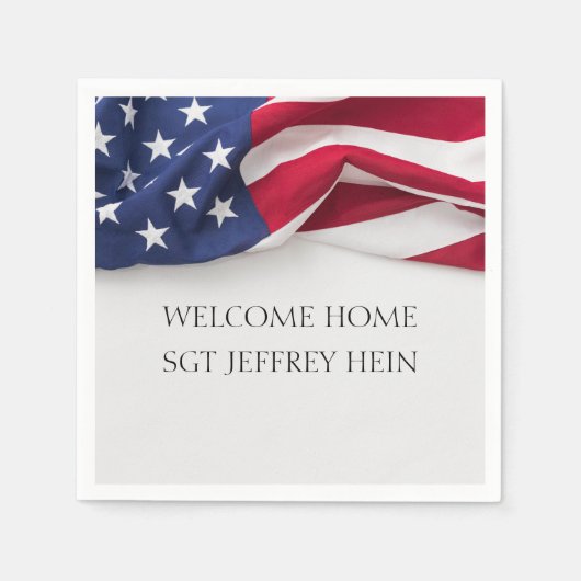 Welcome Home USA Flag Military Party スタンダードカクテルナプキン (正面)