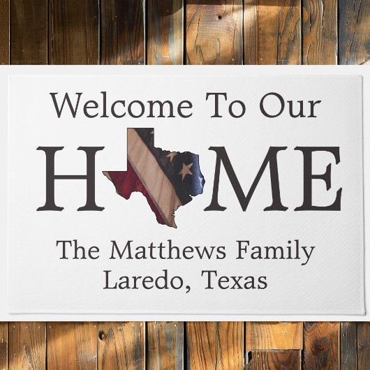 Welcome Home USA Flag Texas Map Doormat ドアマット