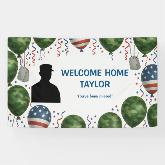 Welcome Home Veteran Banner – Patriotic Camo  横断幕 (横)