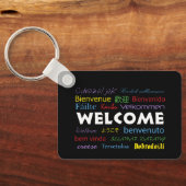 Welcome in Many Languages Black カラフル キーホルダー (裏面)