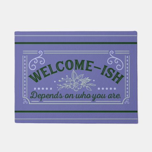 welcome-ish sarcastic Purple & Green door mat rug ドアマット (正面)