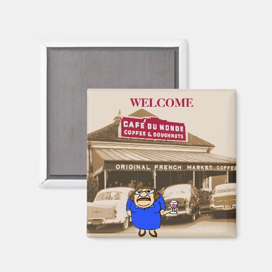Welcome Lady at Coffee Shop マグネット (正面/裏面)