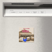 Welcome Lady at Coffee Shop マグネット (インサイチュ (食洗機))