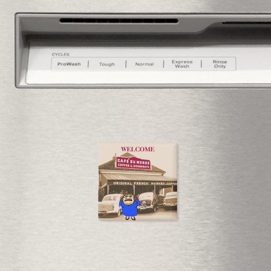 Welcome Lady at Coffee Shop マグネット (インサイチュ (食洗機))