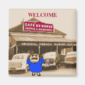 Welcome Lady at Coffee Shop マグネット (正面)