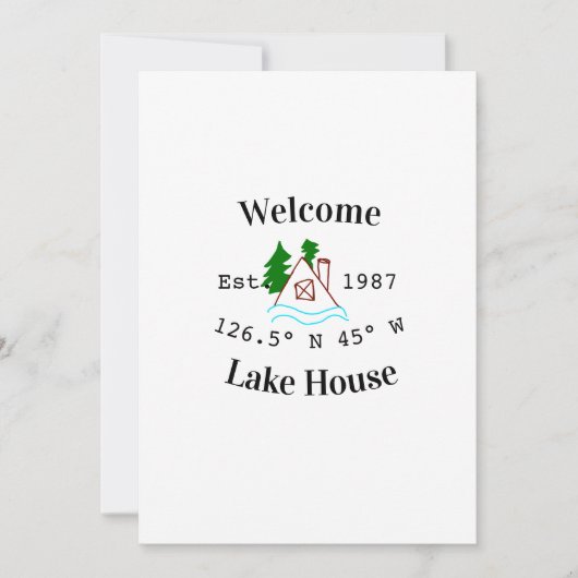 Welcome lake house corrdinated est. Year mountain 招待状 (正面)