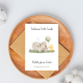 Welcome Little Lamb New Baby Keepsake カード