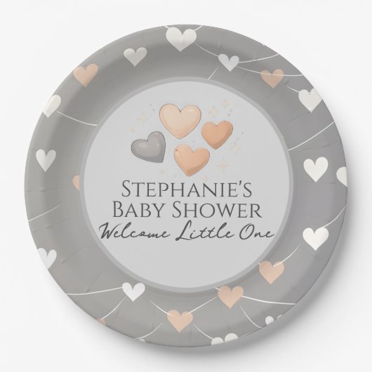 "Welcome Little One" Adoption Baby Shower Plates ペーパープレート (正面)