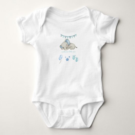 Welcome Little One Baby Bodysuit – Adorable Elepha ベビーボディスーツ (正面)