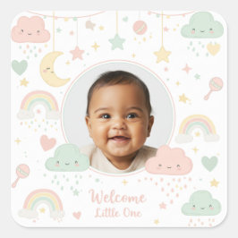 Welcome Little One Baby Photo Keepsake スクエアシール