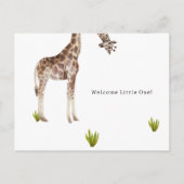Welcome Little One Funny Giraffe New Baby Card ポストカード (正面)