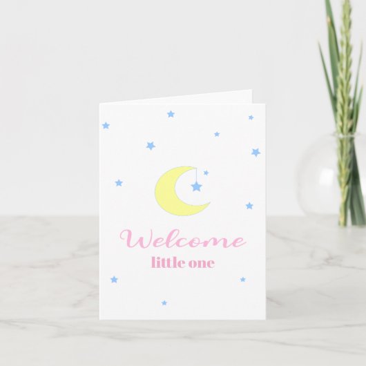 Welcome Little One Pink Baby Card for New Baby カード (正面)