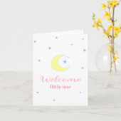 Welcome Little One Pink Baby Card for New Baby カード (黄色い花)