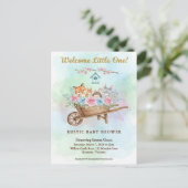 Welcome Little One Wheelbarrow Baby Shower ポストカード (スタンド正面)