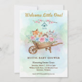 Welcome Little One Wheelbarrow Baby Shower 招待状 (正面)